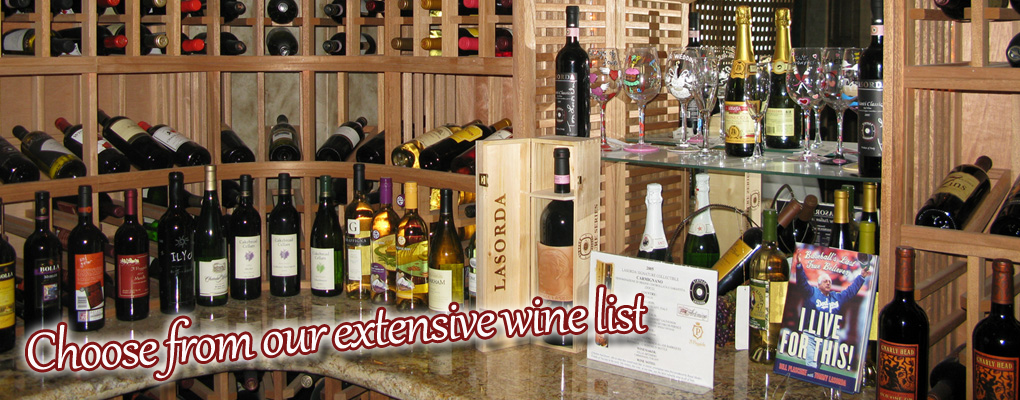 Choose from our extensive wine list